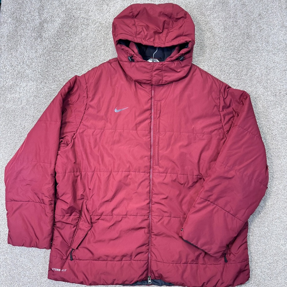 Nike Puffer Jacket Mens 4XL Storm-FIT Red Hooded Insulated Full Zip Parka